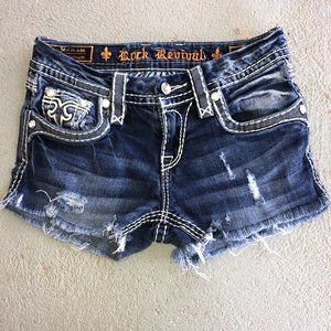 Rock Revival Distressed Cut Off Denim Shorts Sz 26